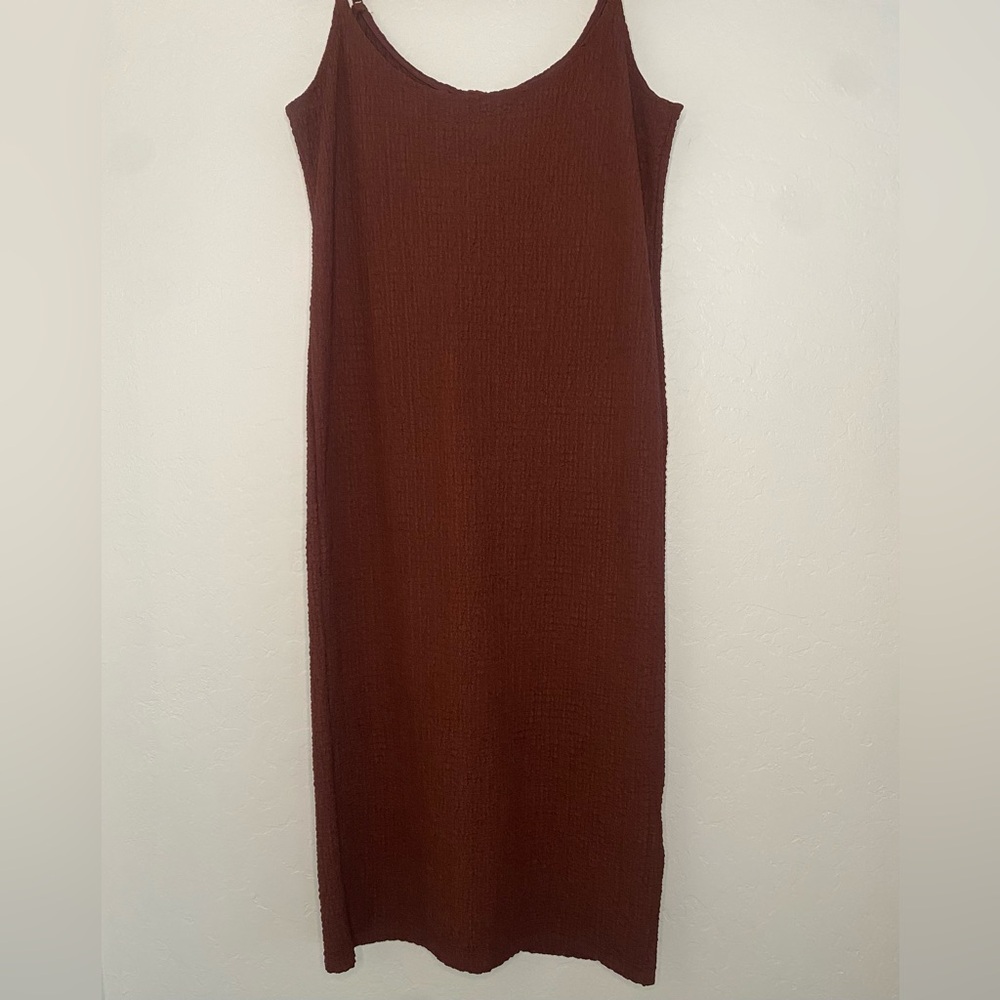 H&M Shift Dress Womens  XL Dark Brown Textured Fitted Adjustable Shoulder Straps